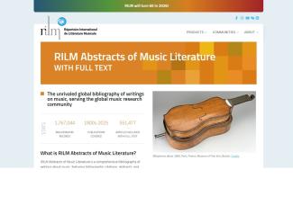 Capture d'écran du site RILM Abstracts of Music Literature